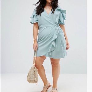 ASOS Curve wrap dress with ruffle sleeve SZ 16 NWT